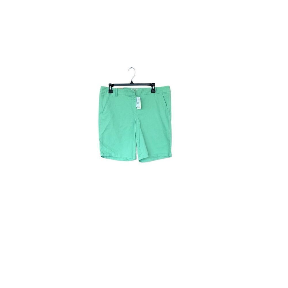 NWT J Crew Womens Green Stretch Flat Front City Fit Bermuda Chino Shorts Size 10